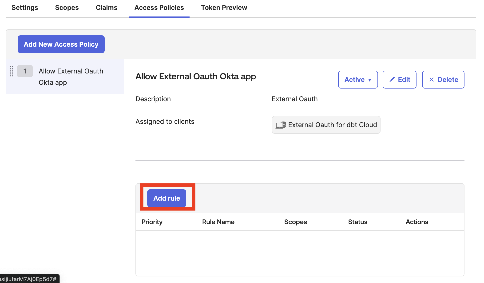 API Add rule button highlighted API Add rule button highlighted